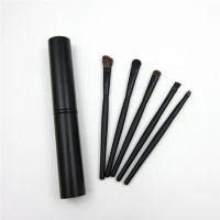 优质化妆刷眼影刷子眉刷粉底刷彩妆收纳筒初学者可爱全套美妆工具 5支黑色马毛桶装