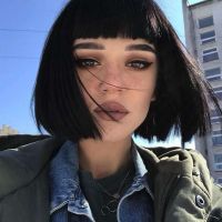 假发女短发短直发这个杀手不太冷同款眉上刘海个性Bobo波波头套 黑色 假发+送发网夹子