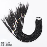 彩色假发小辫子渐变色脏辫马尾麻花小辫绑带式非洲脏辫 黑色