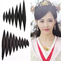 古装假发纯发丝牛角包汉服cos月牙发髻小龙女两侧可弯曲垫发包 黑色长10cm一个