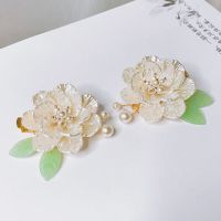 古风头饰汉服发夹古装配饰超仙流苏步摇边夹栀子花对夹发簪女全套 云迟对夹