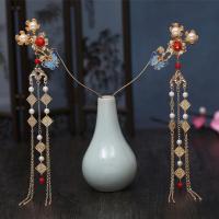 三件套发冠手工古风汉服珍珠景泰蓝发冠发簪汉服头饰发簪套装发饰 发簪(一对)