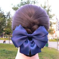 盘发韩国职业头花女网兜银行发饰工作发网护士发夹酒店头饰隐形套 深蓝 粗网