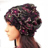 帽子女夏薄款头巾帽蕾丝包头帽堆堆空调帽春夏透气光头帽月子睡帽 网纱紫