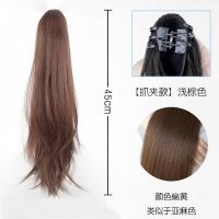 假发马尾长直发抓夹式网红时尚高马尾绑带式假发女长发可扎假马尾 浅棕色 [绑带款40CM]