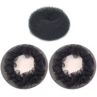 黑色发网儿童舞蹈女网兜发套盘发职业空乘头发盘发器女童头花头饰 2个大号有花边发网+1个甜甜圈