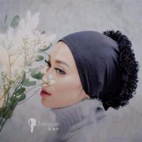 穆斯林纱巾新款网纱烫钻头巾夏季薄款方便套头回族时尚休闲巾盖头 莫代尔帽子