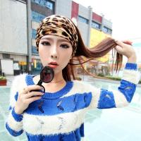 纯棉宽边发带头套豹纹洗脸用头巾女弹力韩国日韩瑜伽运动吸汗头带 豹纹