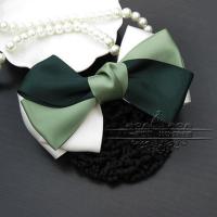 空姐银行护士手工蝴蝶结职业头花墨绿色发夹韩国头饰发网网兜 三色绿