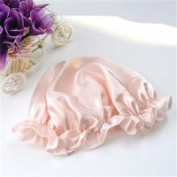 精品女人 真丝睡帽 桑蚕丝系带 头发定型浴帽素绉缎产妇月子 浅粉 可调节