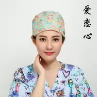 护士帽手术帽纯棉印花系可调节家居防尘厨房工作帽月子帽化疗帽 镀金花