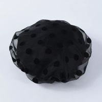 网纱圆点贝雷帽女韩版学生画家帽复古淑女礼帽欧根纱波点帽子四季 黑色