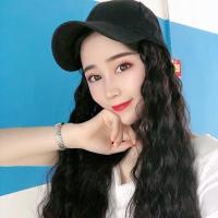 网红假发帽子女长卷发玉米烫帽子假发一体全头套逼真自然假头发 [黑色帽]:自然黑