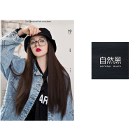 渔夫帽子带假发一体女秋季冬天长发自然时尚长仿真直发网红全头套 [渔夫帽]长直发 黑色
