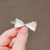 仿猫眼石发夹气质蝴蝶结顶夹发卡韩饰后脑勺弹簧夹网红侧边夹子 青蛙扣金色