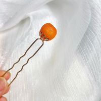 门掩梨花(橘里橘气)汉服配饰橘子cp发簪原创桔子简约可爱日常 完整黄橘子小钗一支