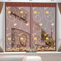 防蚊纱窗纱网自粘型窗纱门帘魔术贴纱窗网磁性窗帘自装可拆卸家用 拉链 咖啡玫瑰+整卷魔术贴 宽80高100
