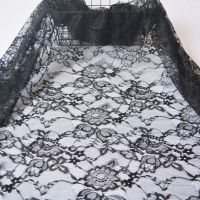 高档黑色镂空刺绣蕾丝花边服装连衣裙diy手工衣服裙子布料 黑色薄款一枝梅