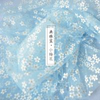 网纱布料面料 服装蓬蓬裙白色蕾丝网纱 拍照道具美甲饰品背景布 典雅蓝-小梅花网纱 0.5*1.6米/件数多拍长度不相连