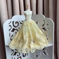 精美30厘米婚纱礼服适合芭比娃娃换装玩具高档洋娃娃裙子衣服玩 30厘米黄色刺绣裙 只是衣服(不含娃娃和配件)