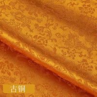 双面提花面料经典龙纹弹力超柔汉服面料古风连衣裙丝绸布料锦缎 暗金 一件为120cm*100cm