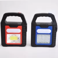强光手电筒太阳能LED探照灯 可充电手提远射家用应急便携户外营地 标准COB款[30W]颜色随机