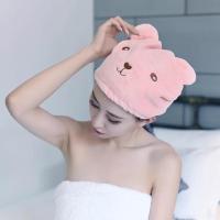 []可爱少女心干发帽包头巾吸水长发帽子快速干发浴帽 2个粉色干发帽