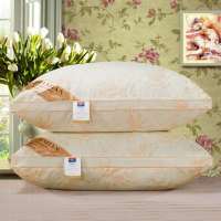 高端酒店枕头枕芯一对装成人学生枕头芯护颈家用柔软透气枕可水洗 绗绣立体枕金色[低枕]680g 一只装[不送枕套](48x