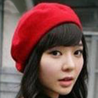贝雷帽女秋冬纯色羊毛呢韩版冬季小礼帽范冰冰同款帽可爱画家帽子 红色