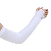 日本tomei冰袖冰丝袖套 夏季防晒袖套户外骑行运动冰凉袖套手臂套 白色 成人