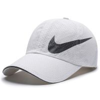 夏季速干帽子男女韩版潮牌ins网眼鸭舌帽遮阳防晒户外运动棒球帽 大勾白色 可调节