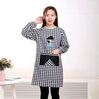 纯棉老粗布围裙长袖厨房韩版时尚防油可爱罩衣成人男女工作服[11月30日发完] 小美女纯棉黑色