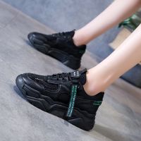 老爹鞋2021秋季新款鞋子女学生韩版百搭运动鞋厚底透气ins小白鞋 黑色 35 标准