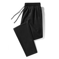 富贵鸟春秋弹力裤子男韩版休闲裤运动裤秋装男士加大码宽松直筒裤 薄款912[单件装]纯黑色 M码[80-100斤]