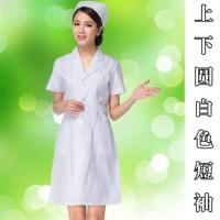 女护士服长袖白大褂短袖药房医院美容院纹绣师药房药店工作服 上下圆白色短袖 S