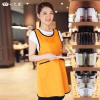 男女厨房韩版围裙时尚餐厅奶茶店咖啡厅超市工作服围裙定制印logo[11月11日发完] 桔黄色女款