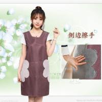 防水防油无袖围裙拉链兜坎肩厨房长袖成人罩衣韩版时尚女工作服[11月30日发完] 擦手小方格咖啡色坎肩