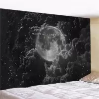 北欧ins月球星空壁纸挂毯挂布背景墙酒吧餐厅客栈直播拍照背景布 乌云月光 特价1*0.7米+安装包