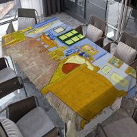 梵高星月夜桌布布艺防水防烫长方形世界名画茶几布餐桌垫书桌学生 阿尔的卧室 41*61cm(多用途小盖布)