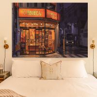 ins风景挂画背景布北欧风卡通房间改造挂布网红直播宿舍装饰墙布 Z275-1新宿店铺 迷你-35*45厘米 送3M贴