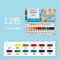 水粉颜料套装初学者小学生绘画工具儿童画画水彩颜料12色24色美术 水粉12色6ML(内含1支笔)
