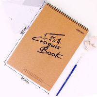 得力素描本 学生用16k a4 8k图画本成人空白手绘加厚画画本素描纸 黑色双线圈/牛皮-[竖开/硬面]