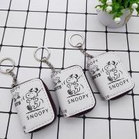 可爱史努比钱包长短款少女心钱夹PU零钱包卡通钱包折叠学生钱包 零钱包-白色1个