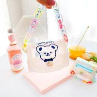 milkjoy小熊零钱口红包小号随身便携彩虹链条耳机包镭射迷你小包 白色小熊