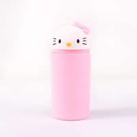 韩版创意硅胶笔袋卡通硅胶笔筒女生简约铅笔袋中小学生可爱文具盒 KT猫+(PVC盒)