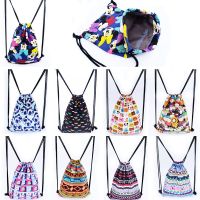 ins原宿风帆布束口袋 校园民族风双肩包学生背包个性抽绳舞蹈收纳 单层民族风粉(白色绳子)