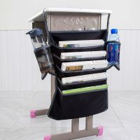 书袋课桌收纳袋挂书袋初高中生课桌神器书挂袋大容量装书学习用品 黑色无图案5层(送防滑带)