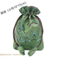 翻盖钮扣布袋收纳小饰品首饰包装袋手镯玉器文玩核桃布艺束口袋子 草绿10*15(小号海水纹锦袋)