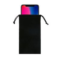 通用收纳袋绒布适用于小米移动电源硬盘数据线手机充电宝保护套子 黑色无图案中号——单口袋