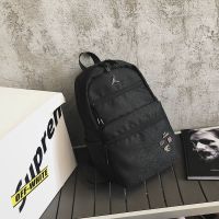 AJ飞人爆裂纹白水泥双肩包男女学生书包运动休闲时尚旅行电脑背包 水泥纹-黑色 45*30*14